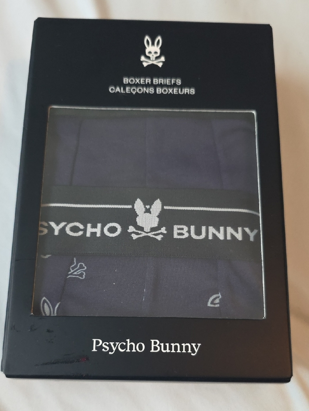 Psycho Bunny Navy Boxer Briefs with Logo Waistband NIB
